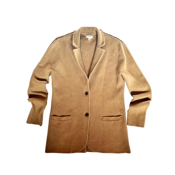 J.Crew Tan Knit Modern Blazer Button Up Jacket - Picture 1 of 4